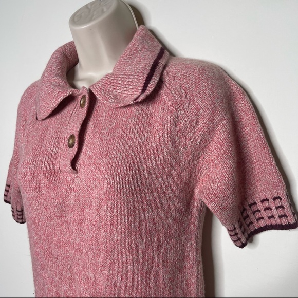 Land of Distraction Wool-Blend Short-Sleeved Polo Pink Sweater top size S - Picture 9 of 10